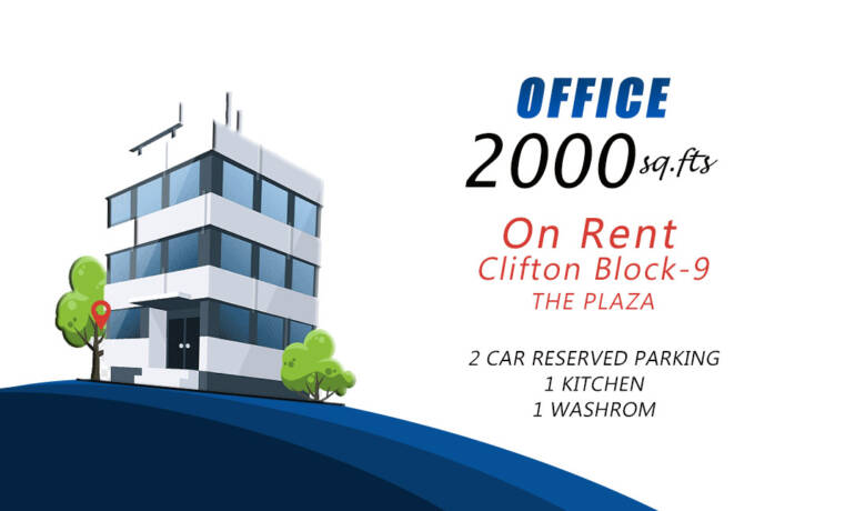 The Plaza office space for rent 2000 Sq.Fts Approx  in Clifton Block-9, Karachi,