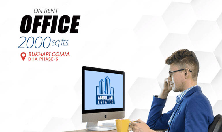Abdullah Estates is offering  prestigious office space in Rent 2000 square feet in Bhukhari Commercial, Karachi