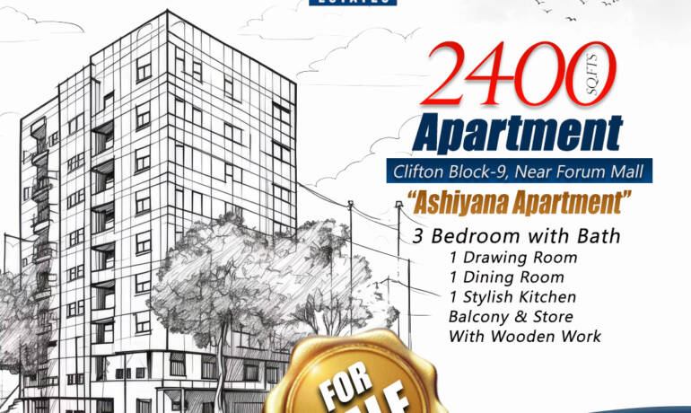 Abdullah Estates is offering Apartment on Sale 2400 Sq.ft in Ashiyana Apartment, Clifton Block-9