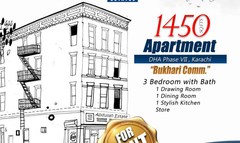 Abdullah Estates is offering Apartment on Rent 1450 Sq.ft in Bukhari Comm, DHA Phase-VII